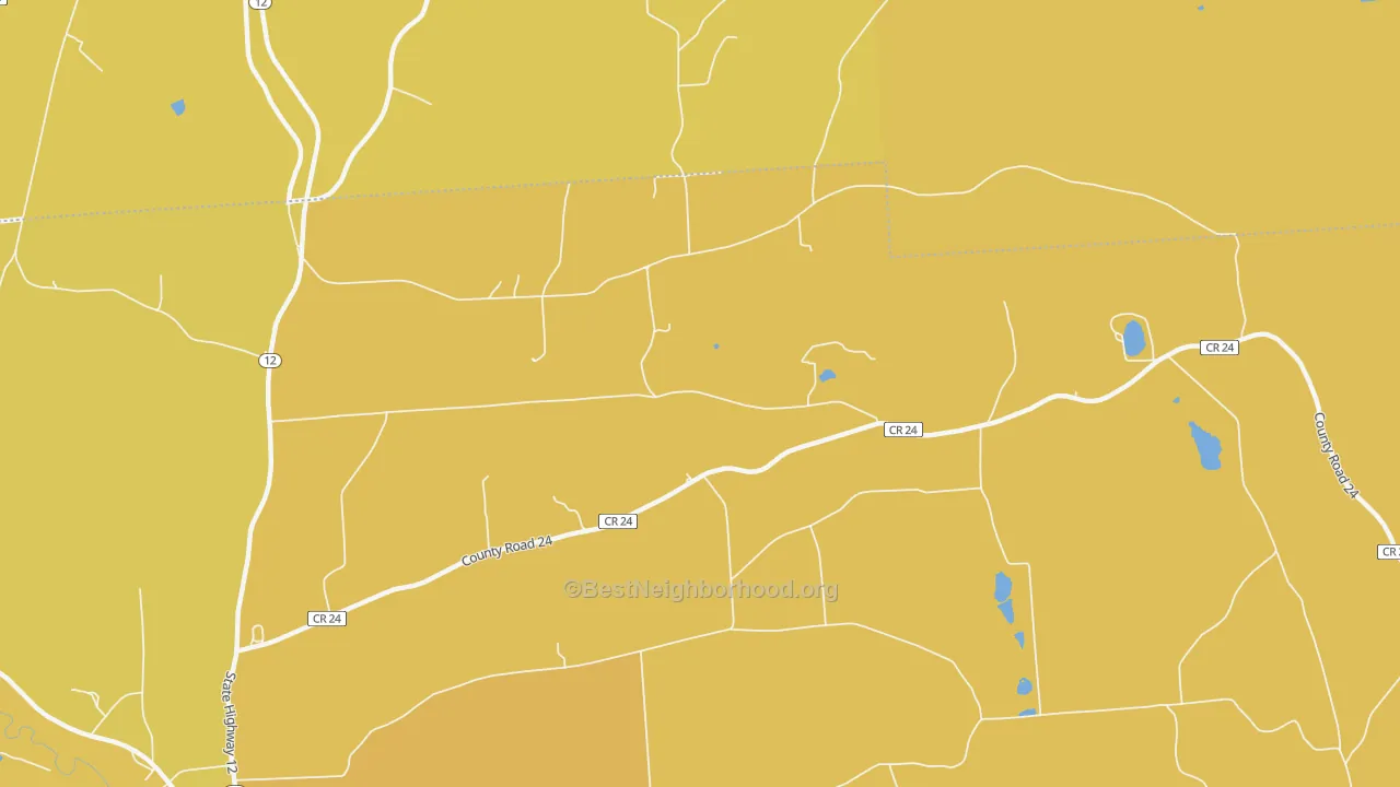 Map of the best neighborhoods in the South Hamilton area, with better matches in green and worse matches in red