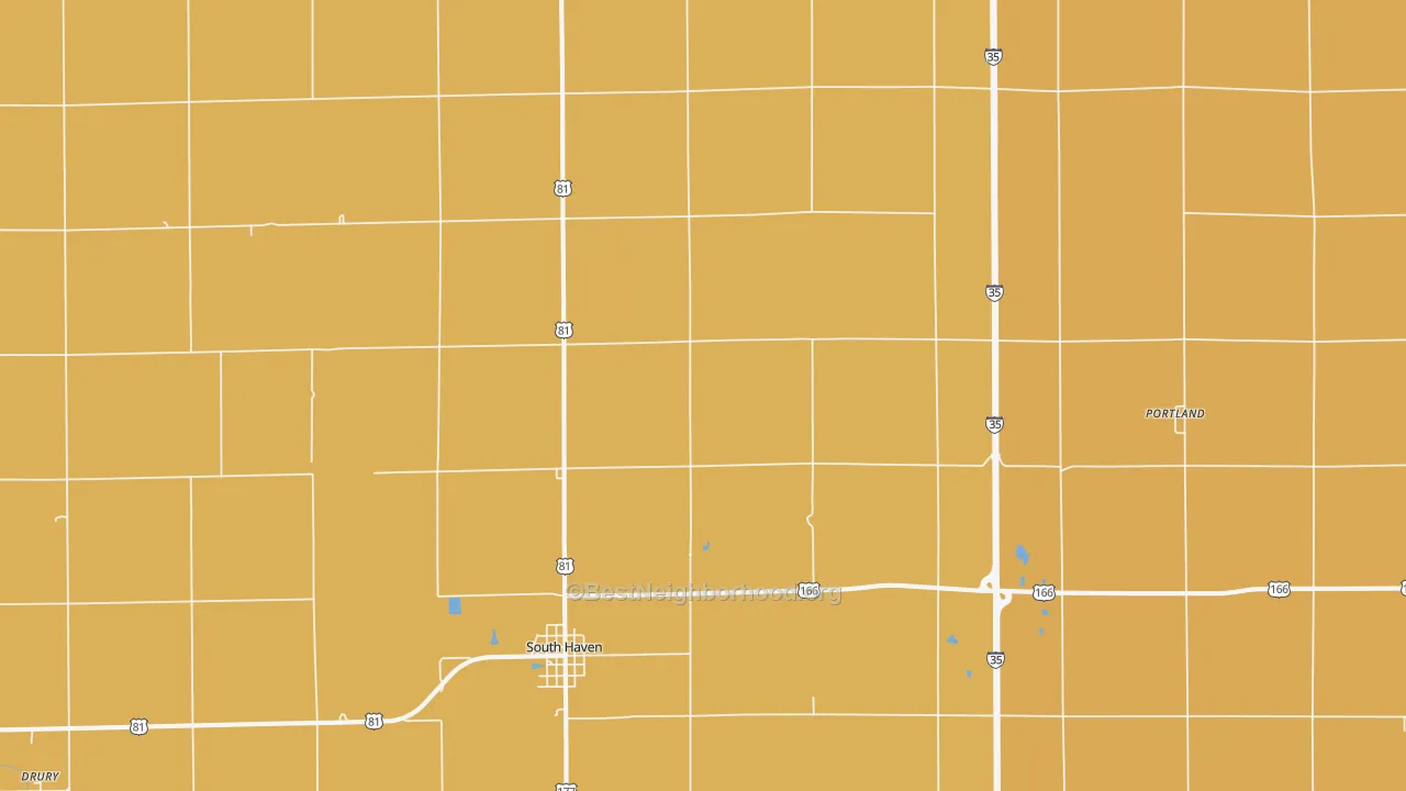 Map of the best neighborhoods in the South Haven area, with better matches in green and worse matches in red