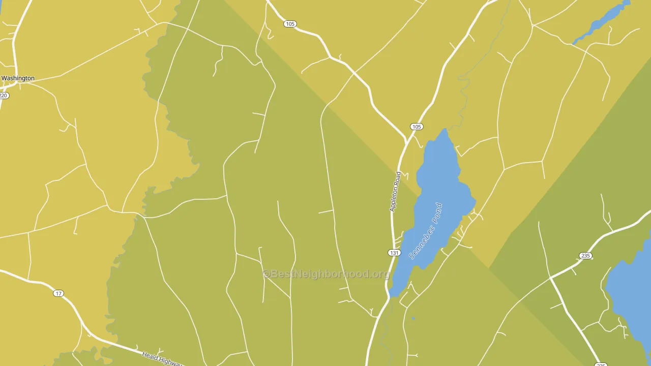 Map of the best neighborhoods in the South Hope area, with better matches in green and worse matches in red
