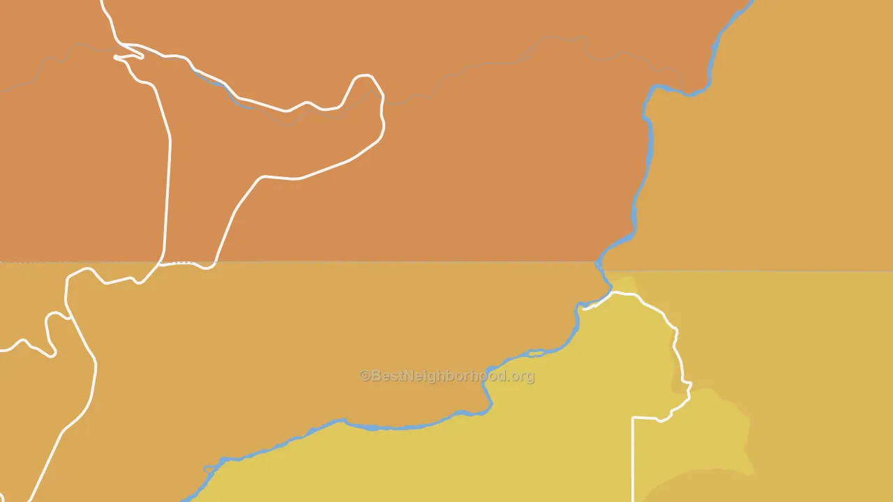 Map of the best neighborhoods in the South Junction area, with better matches in green and worse matches in red