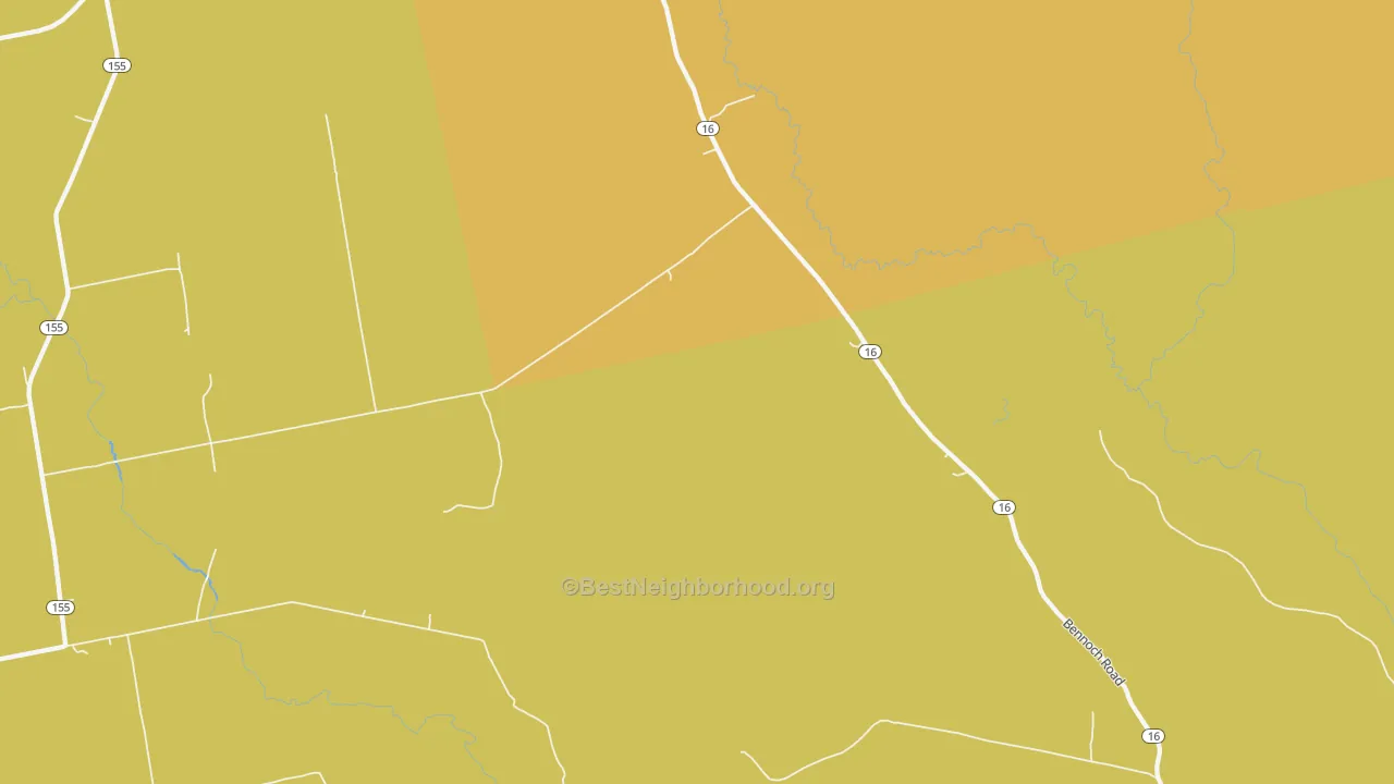 Map of the best neighborhoods in the South Lagrange area, with better matches in green and worse matches in red
