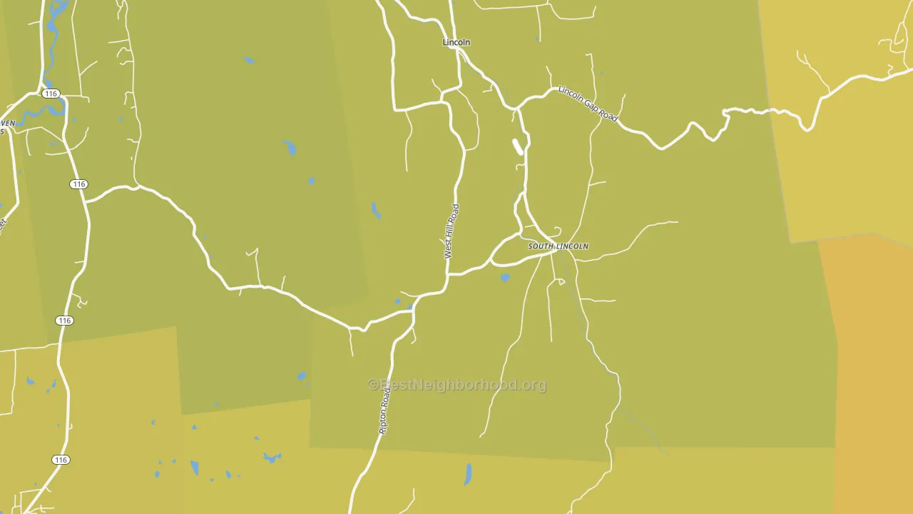 Map of the best neighborhoods in the South Lincoln area, with better matches in green and worse matches in red