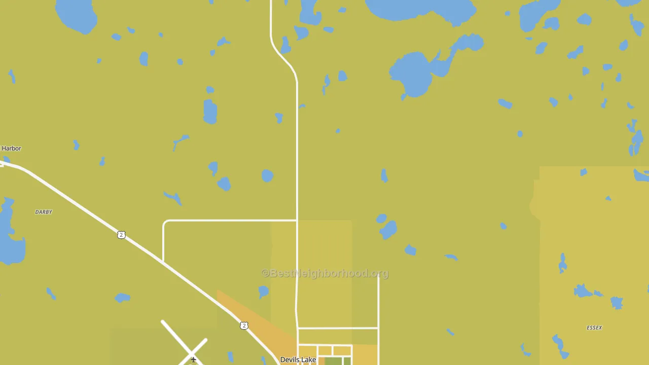 Map of the best neighborhoods in the South Minnewaukan area, with better matches in green and worse matches in red