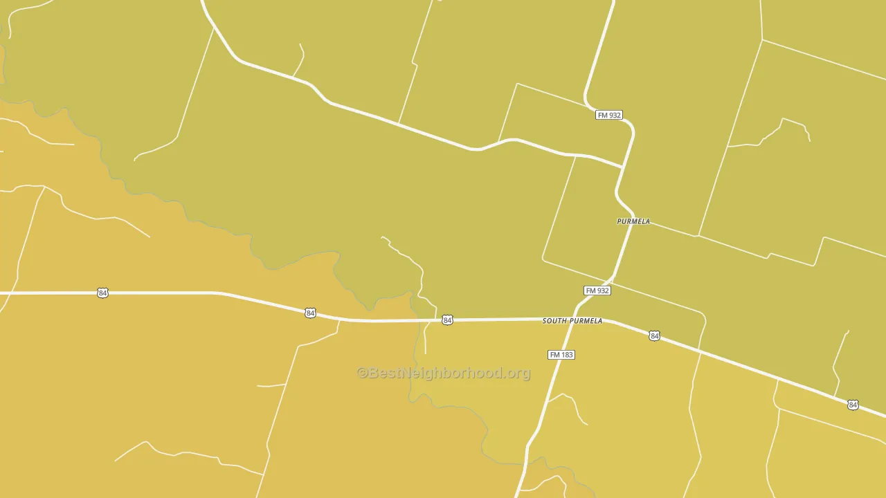 Map of the best neighborhoods in the South Purmela area, with better matches in green and worse matches in red