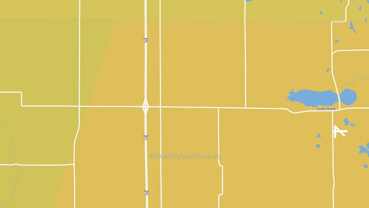 Map of the best neighborhoods in the South Shore area, with better matches in green and worse matches in red