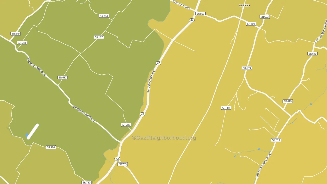Map of the best neighborhoods in the Sparkling Springs area, with better matches in green and worse matches in red