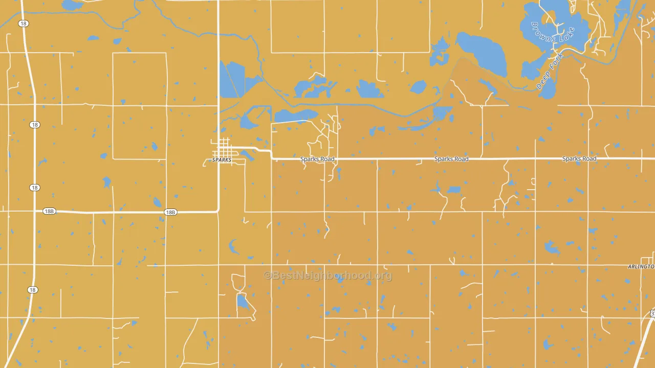 Map of the best neighborhoods in the Sparks area, with better matches in green and worse matches in red