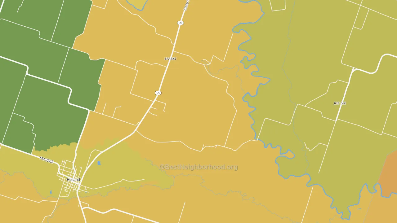 Map of the best neighborhoods in the Sparks area, with better matches in green and worse matches in red
