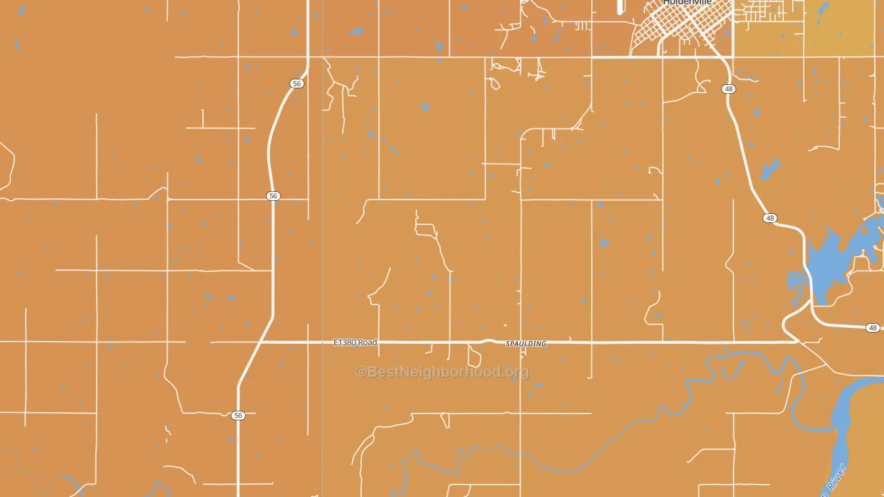 Map of the best neighborhoods in the Spaulding area, with better matches in green and worse matches in red