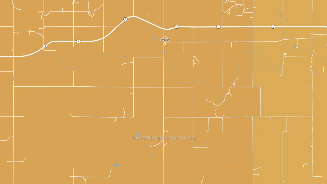 Map of the best neighborhoods in the Speed area, with better matches in green and worse matches in red
