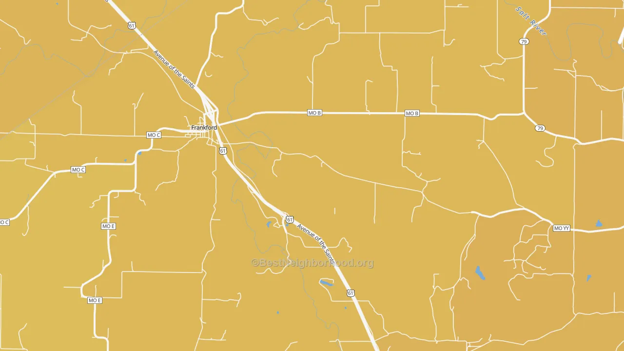 Map of the best neighborhoods in the Spencerburg area, with better matches in green and worse matches in red