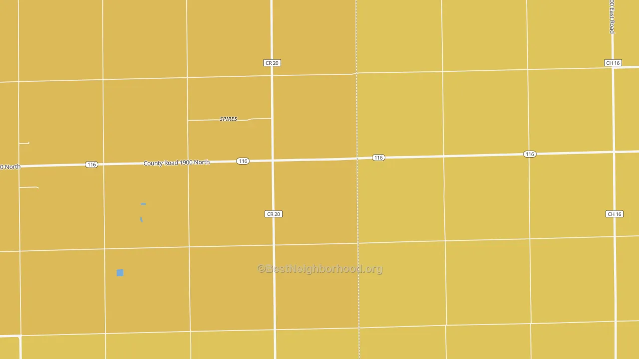 Map of the best neighborhoods in the Spires area, with better matches in green and worse matches in red