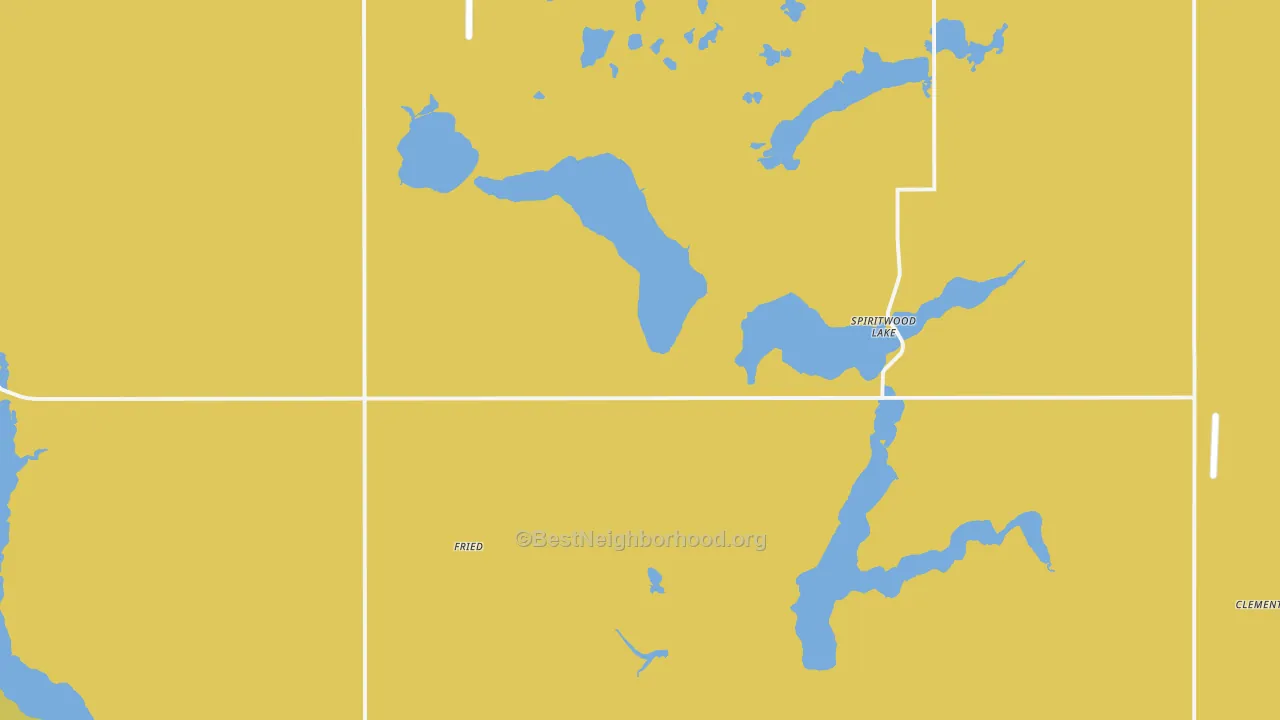 Map of the best neighborhoods in the Spiritwood Lake area, with better matches in green and worse matches in red