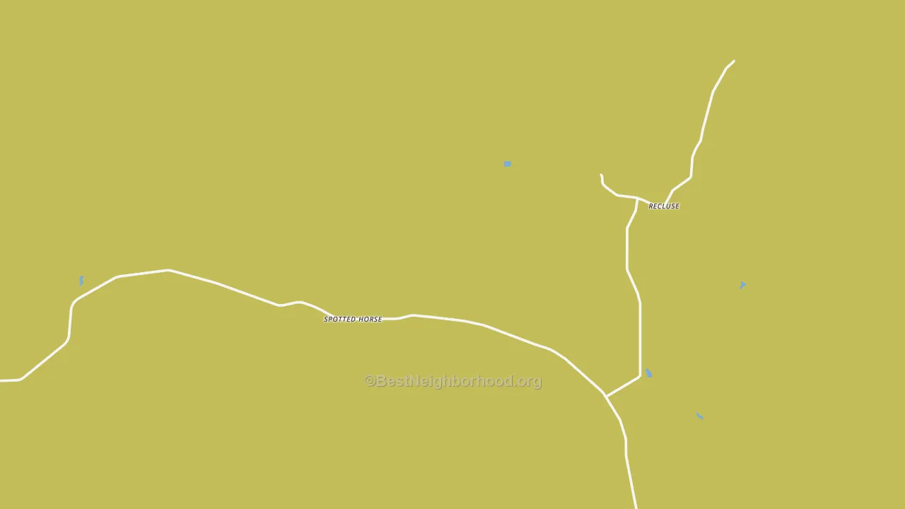 Map of the best neighborhoods in the Spotted Horse area, with better matches in green and worse matches in red