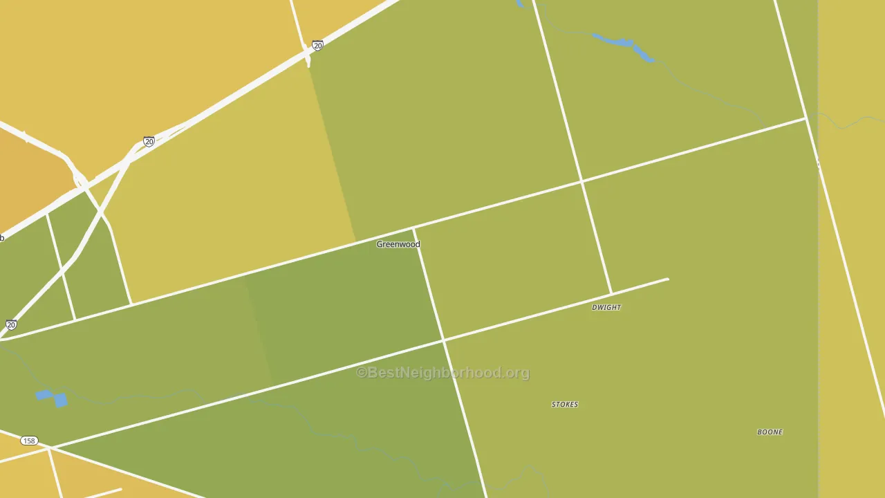 Map of the best neighborhoods in the Spraberry area, with better matches in green and worse matches in red