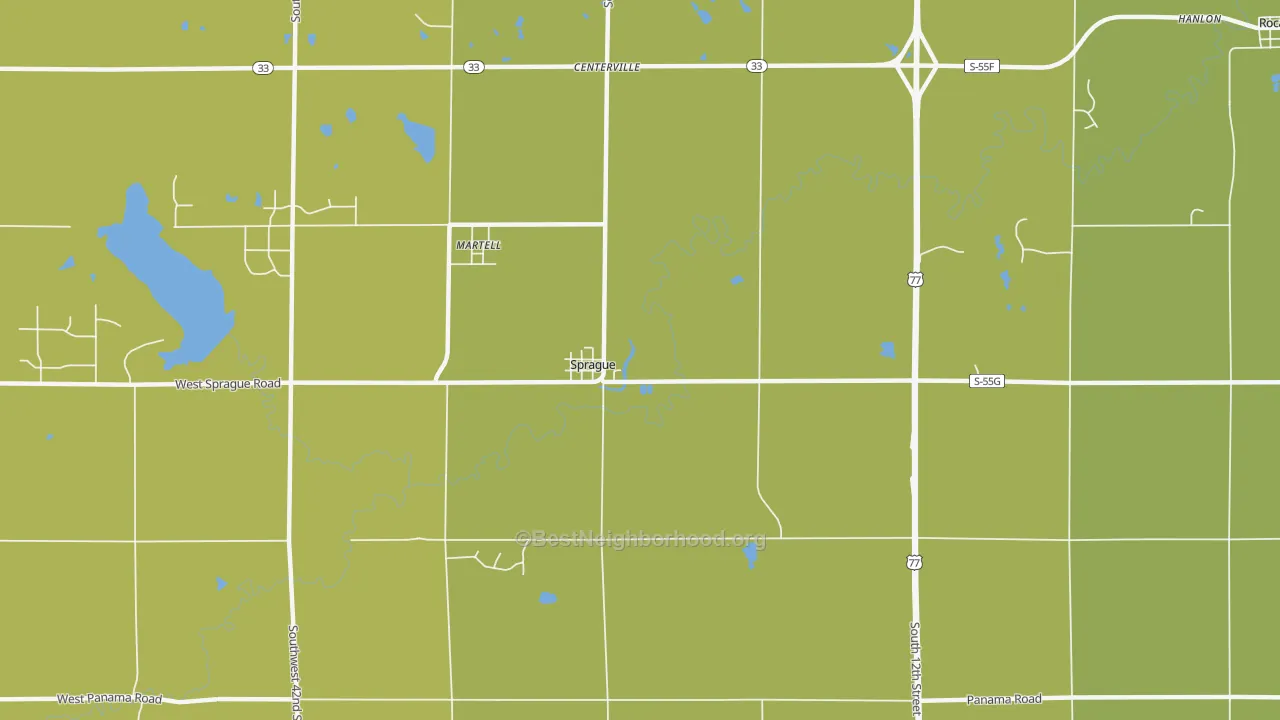 Map of the best neighborhoods in the Sprague area, with better matches in green and worse matches in red