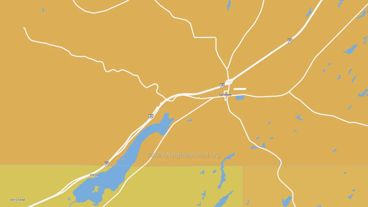 Map of the best neighborhoods in the Sprague area, with better matches in green and worse matches in red