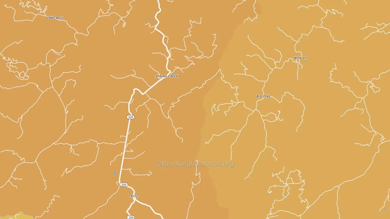 Map of the best neighborhoods in the Spring Creek area, with better matches in green and worse matches in red