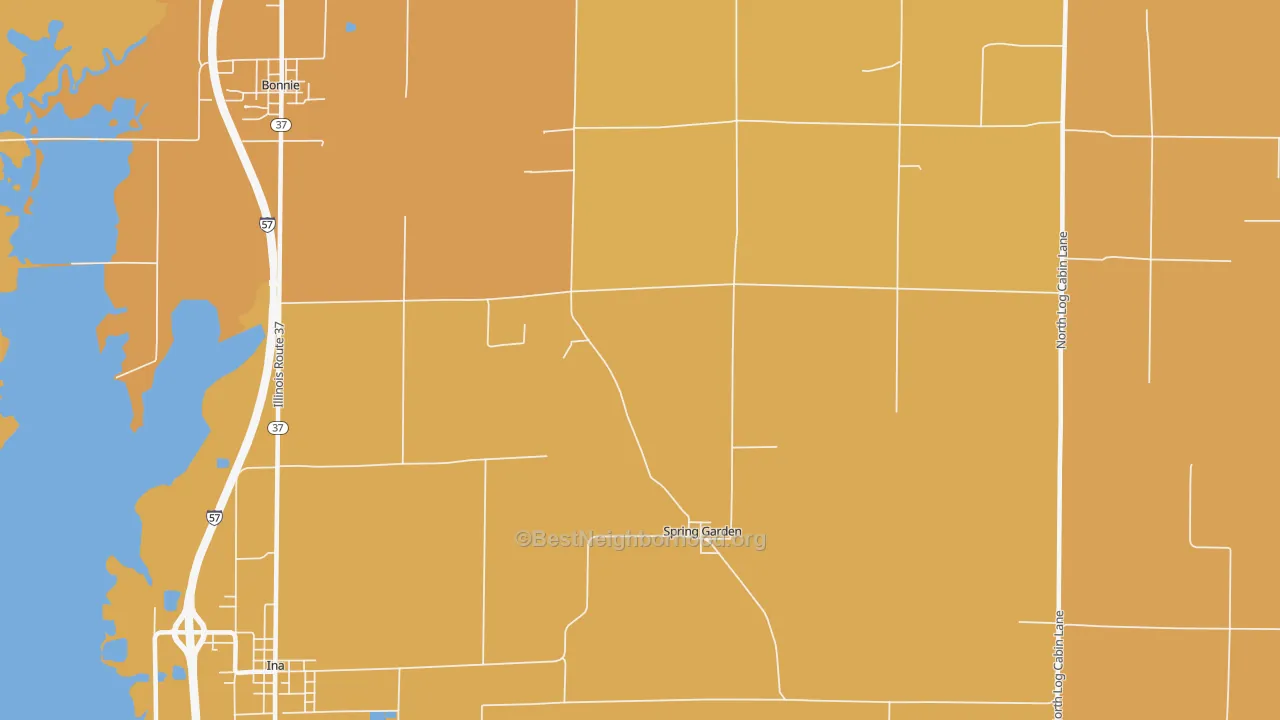 Map of the best neighborhoods in the Spring Garden area, with better matches in green and worse matches in red