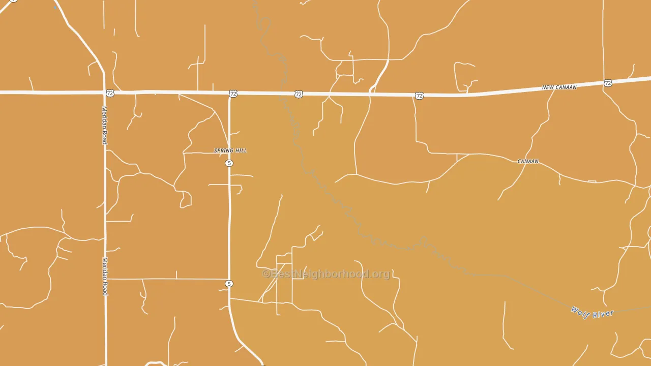 Map of the best neighborhoods in the Spring Hill area, with better matches in green and worse matches in red