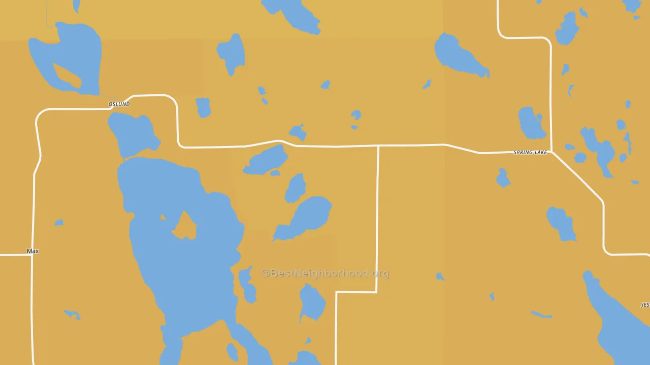 Map of the best neighborhoods in the Spring Lake area, with better matches in green and worse matches in red