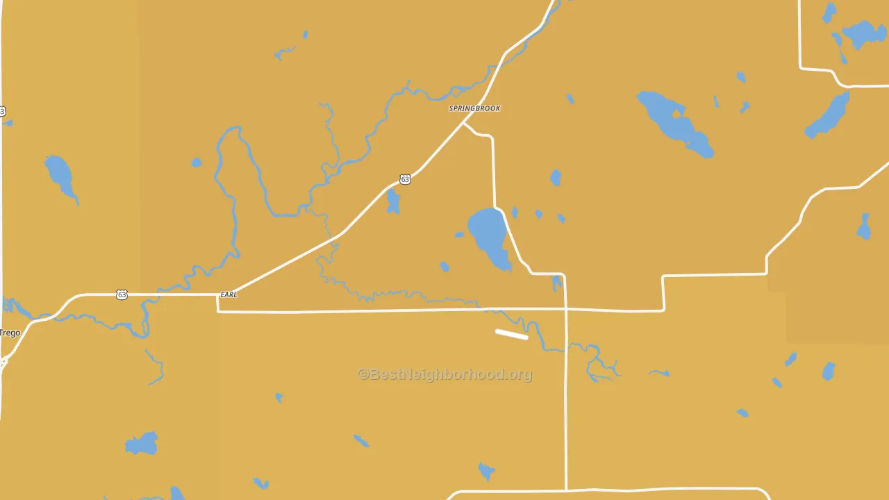 Map of the best neighborhoods in the Springbrook area, with better matches in green and worse matches in red