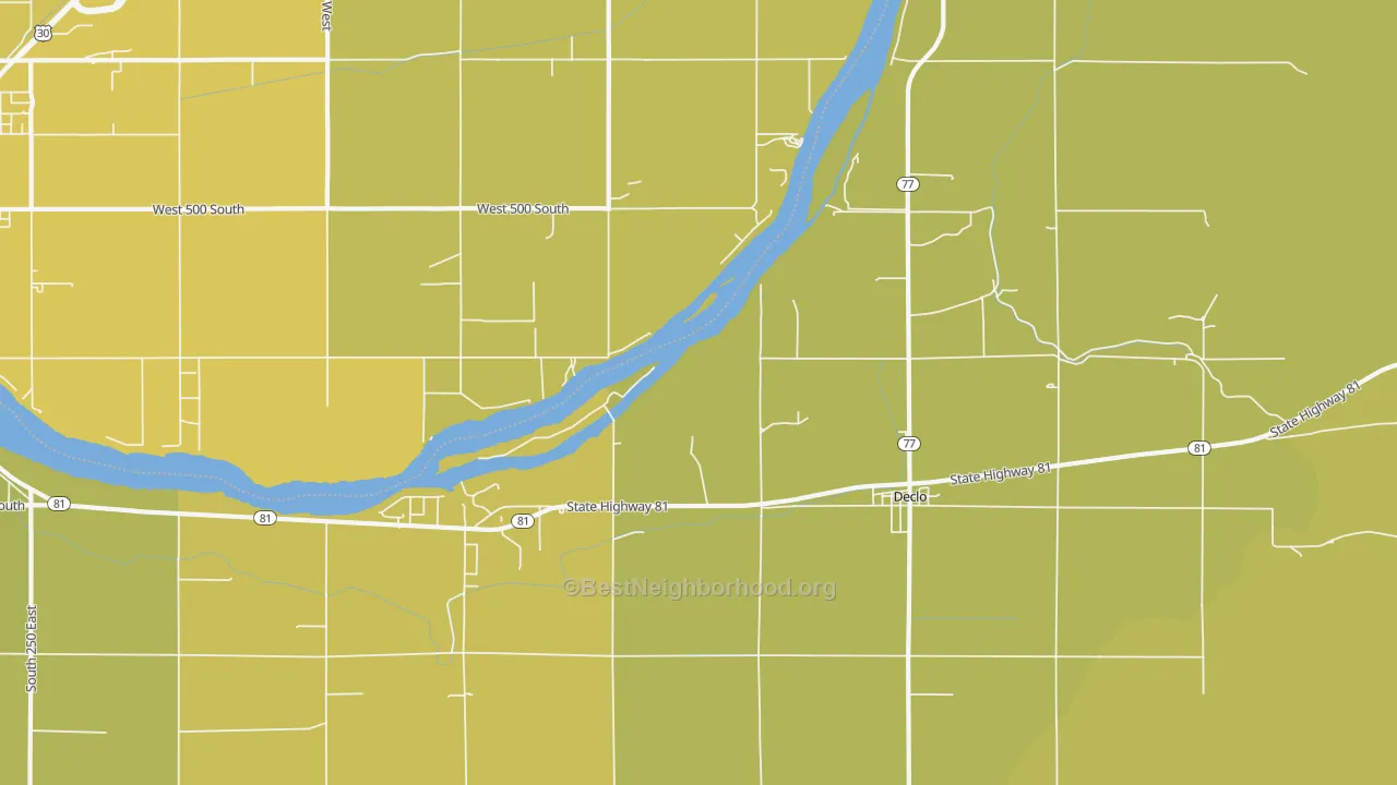 Map of the best neighborhoods in the Springdale area, with better matches in green and worse matches in red