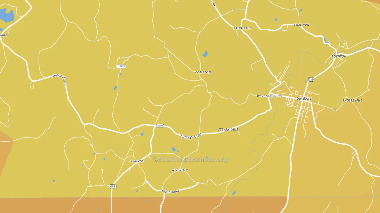 Map of the best neighborhoods in the Springs area, with better matches in green and worse matches in red