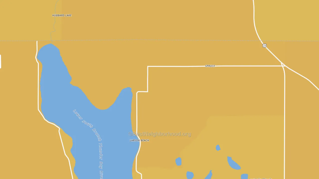 Map of the best neighborhoods in the Spruce area, with better matches in green and worse matches in red