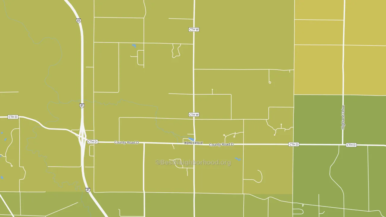 Map of the best neighborhoods in the St. Anthony area, with better matches in green and worse matches in red