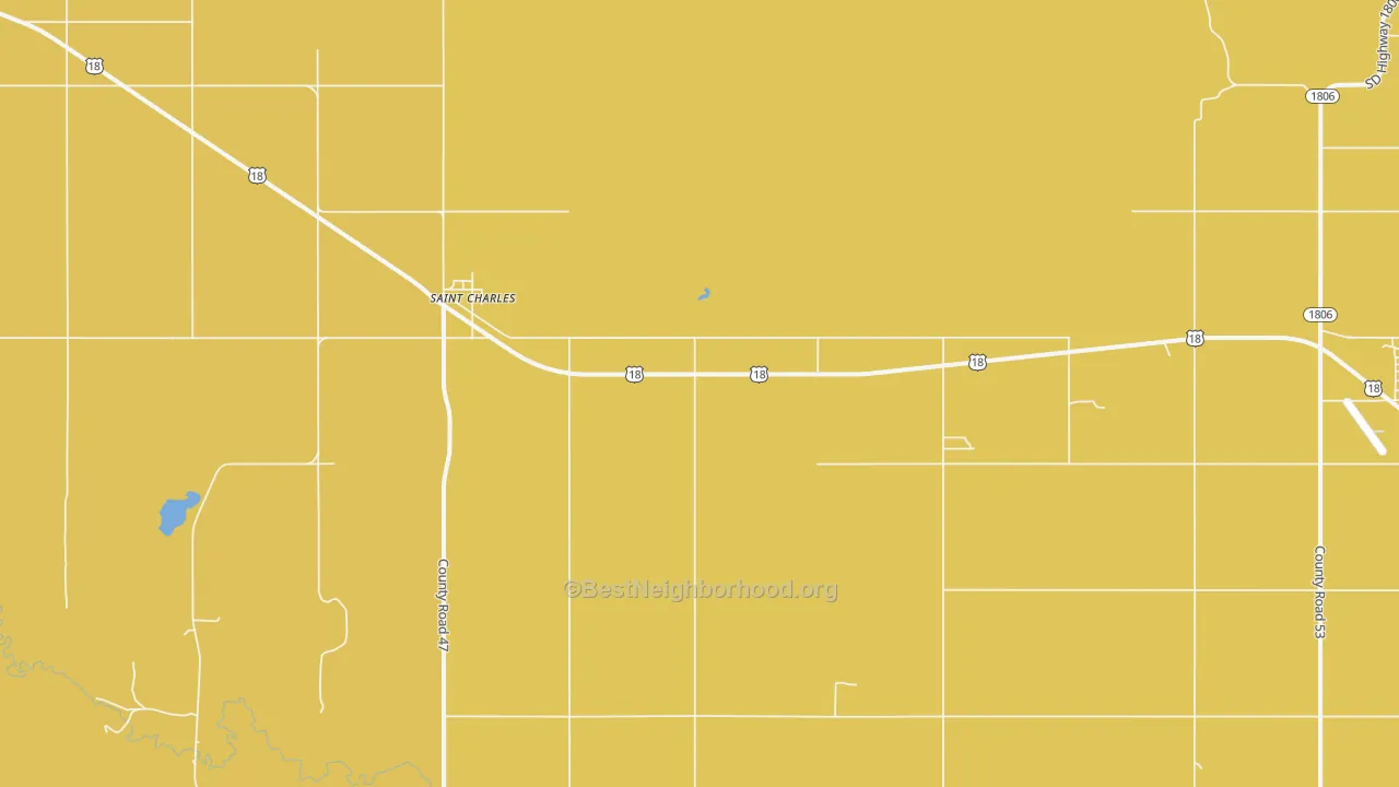 Map of the best neighborhoods in the St. Charles area, with better matches in green and worse matches in red