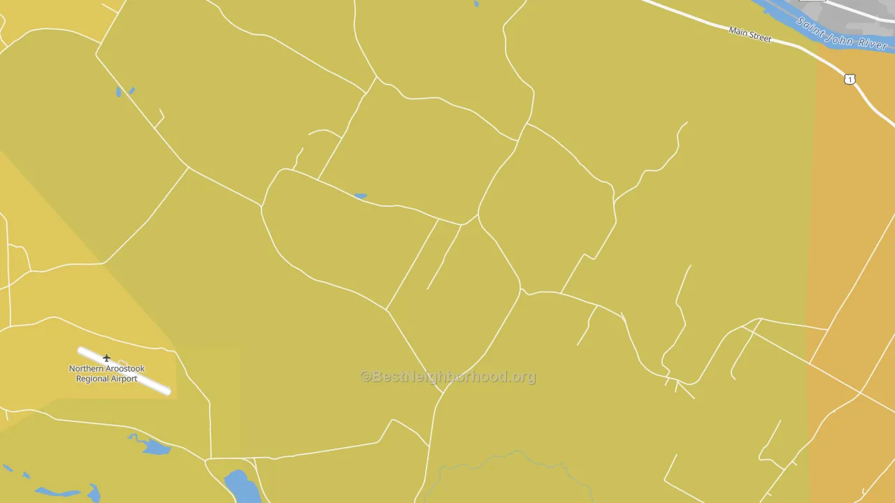 Map of the best neighborhoods in the St. David area, with better matches in green and worse matches in red