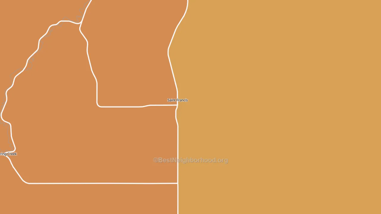Map of the best neighborhoods in the St. Francis area, with better matches in green and worse matches in red