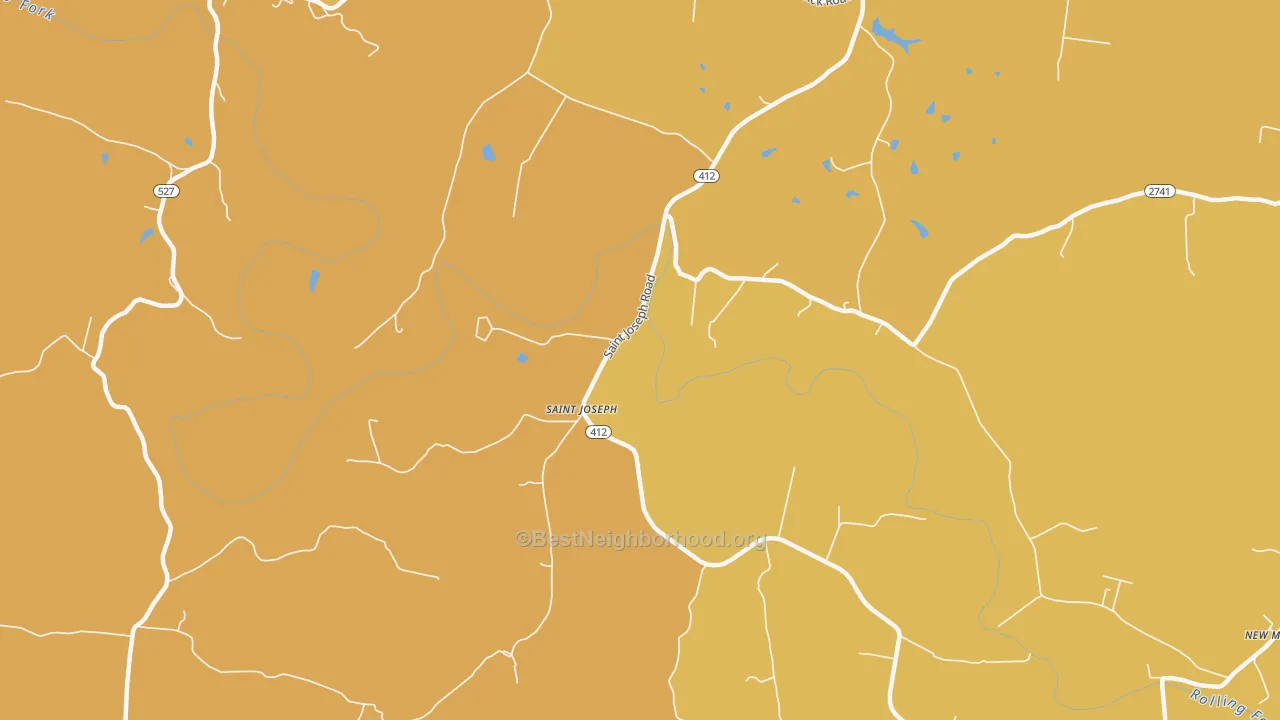 Map of the best neighborhoods in the St. Joseph area, with better matches in green and worse matches in red