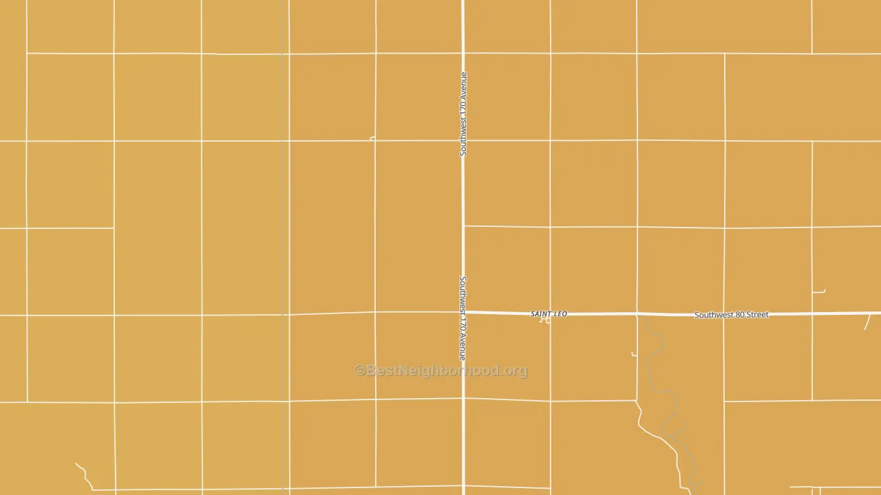 Map of the best neighborhoods in the St. Leo area, with better matches in green and worse matches in red