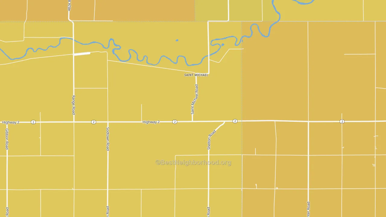 Map of the best neighborhoods in the St. Michael area, with better matches in green and worse matches in red