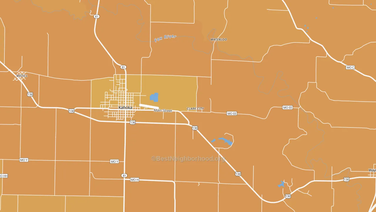 Map of the best neighborhoods in the St. Patrick area, with better matches in green and worse matches in red