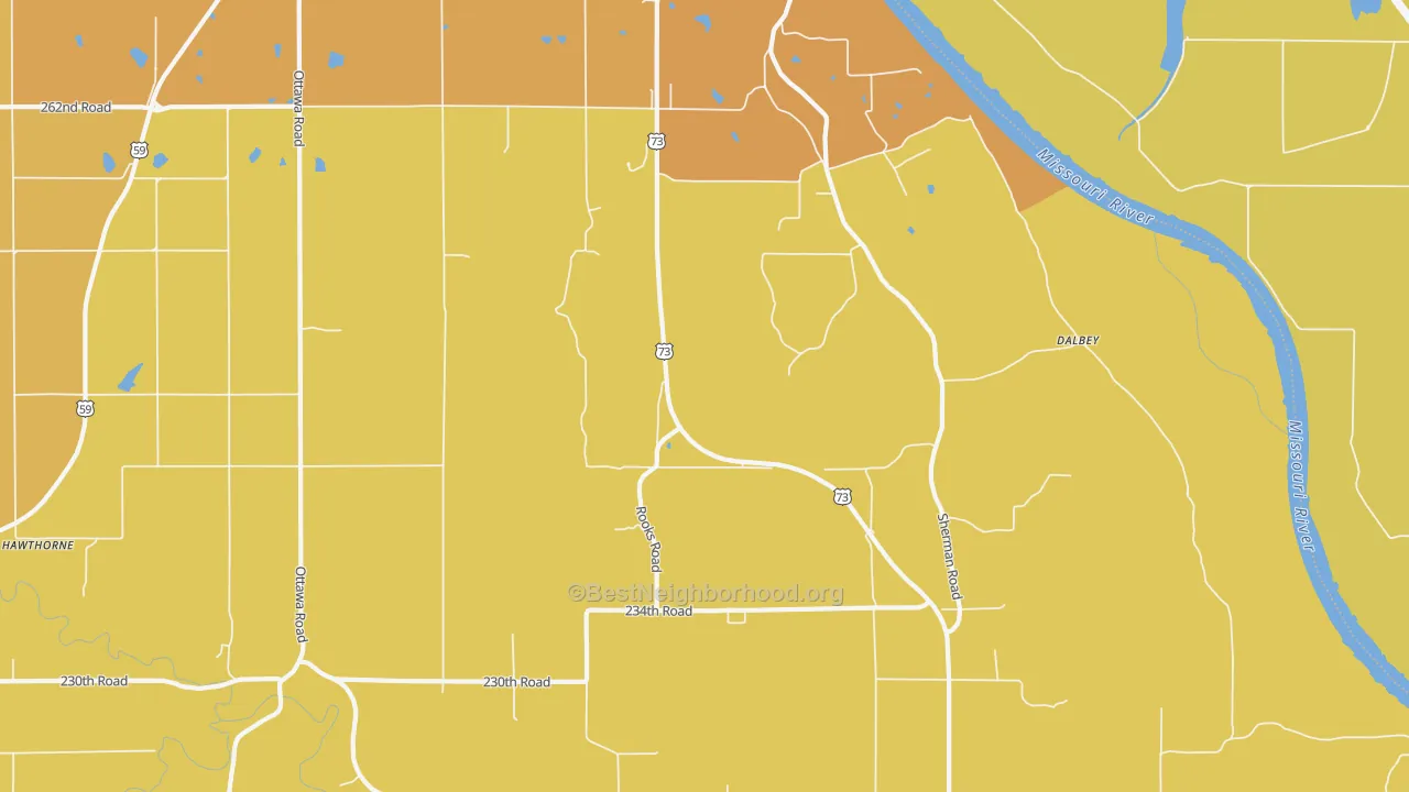 Map of the best neighborhoods in the St. Pats area, with better matches in green and worse matches in red