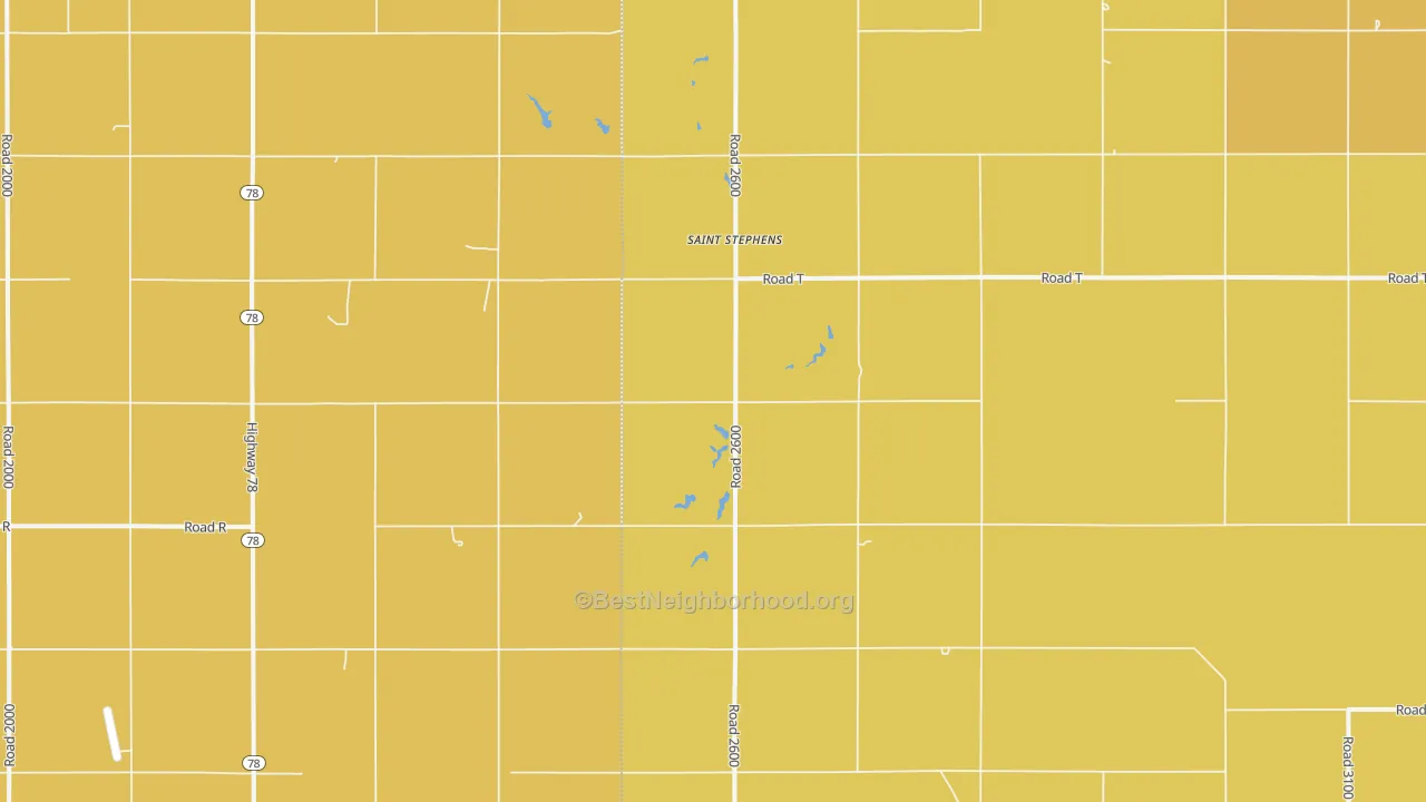 Map of the best neighborhoods in the St. Stephens area, with better matches in green and worse matches in red