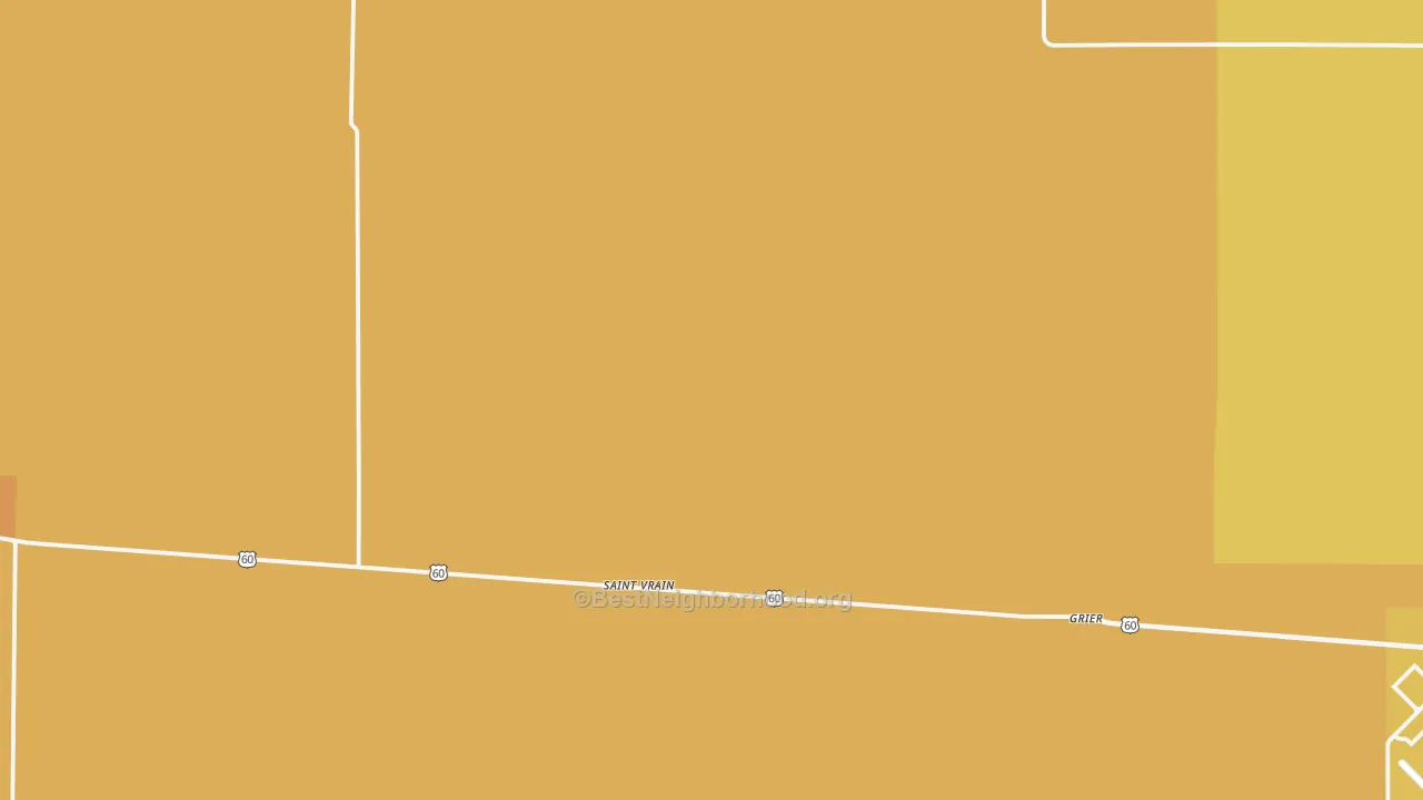 Map of the best neighborhoods in the St. Vrain area, with better matches in green and worse matches in red