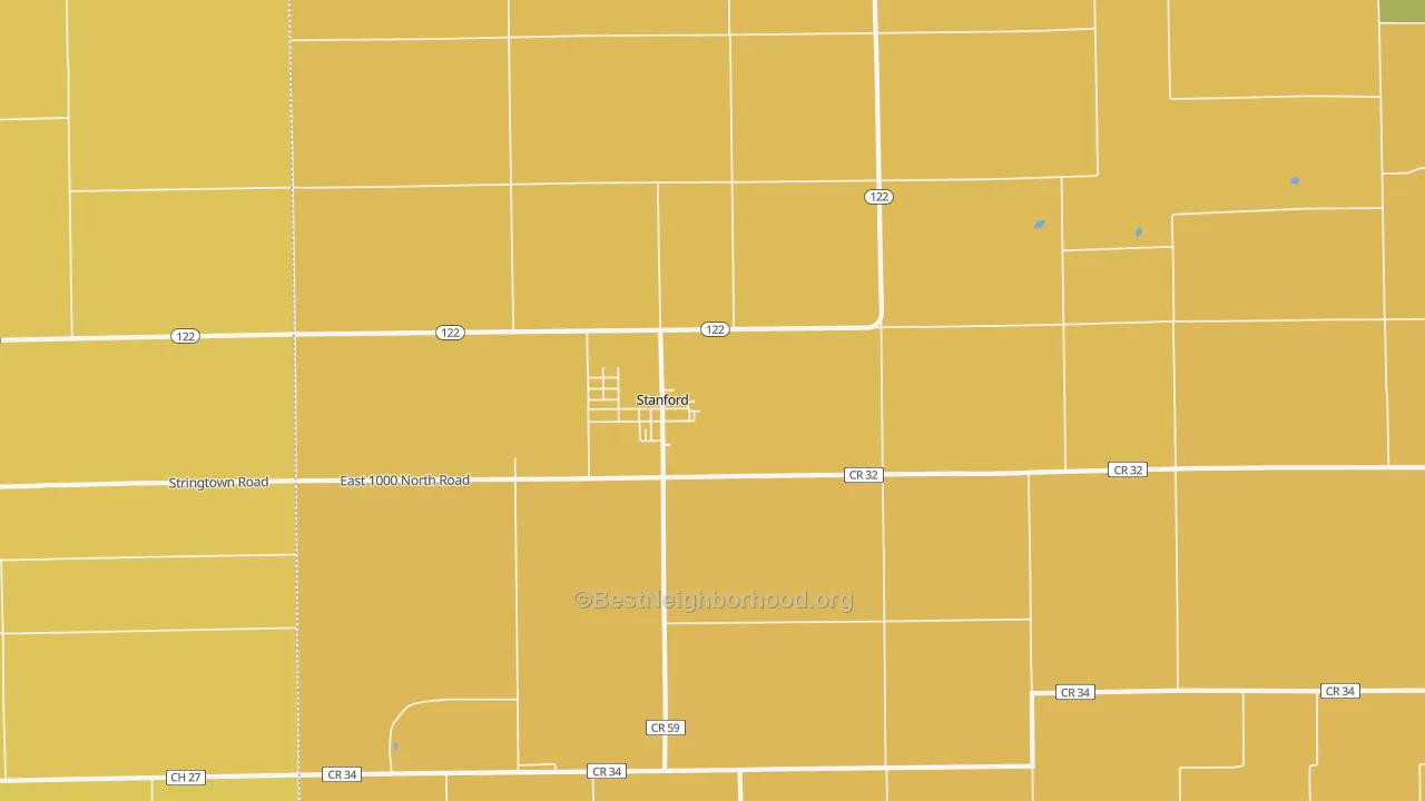 Map of the best neighborhoods in the Stanford area, with better matches in green and worse matches in red