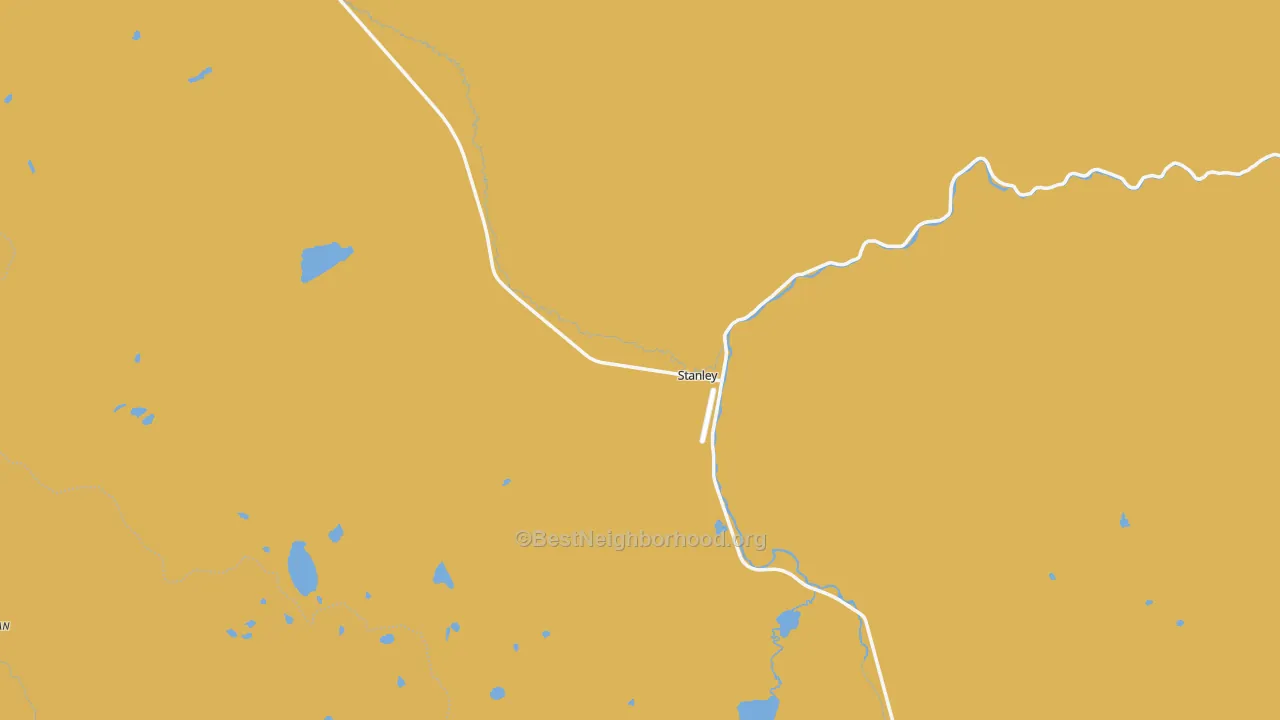 Map of the best neighborhoods in the Stanley area, with better matches in green and worse matches in red