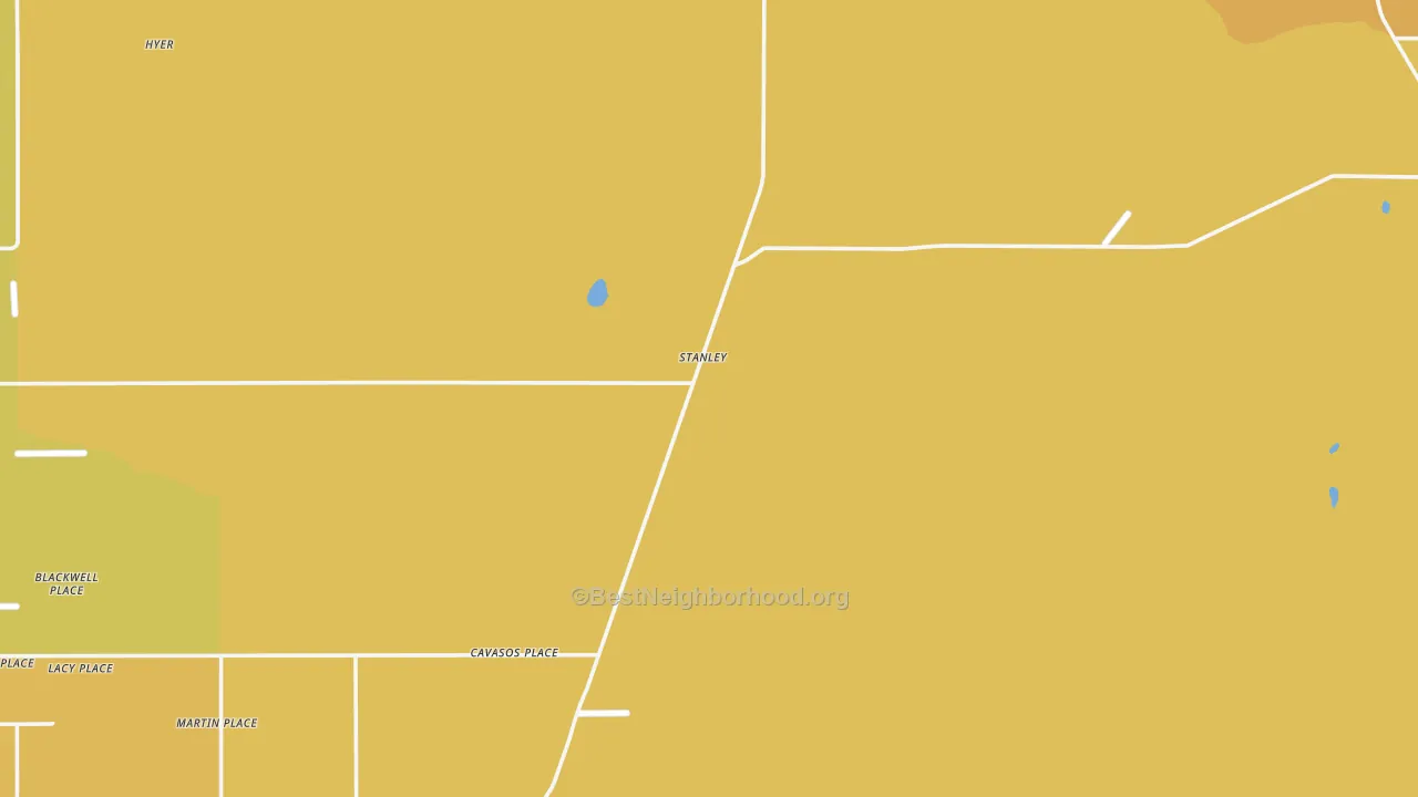 Map of the best neighborhoods in the Stanley area, with better matches in green and worse matches in red