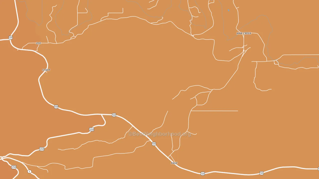 Map of the best neighborhoods in the Stapp area, with better matches in green and worse matches in red