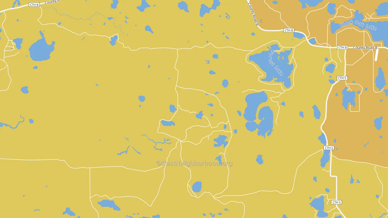 Map of the best neighborhoods in the Star Lake area, with better matches in green and worse matches in red