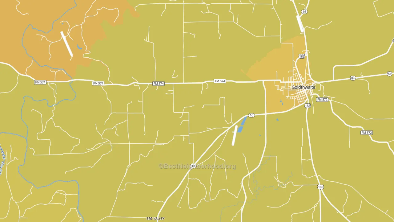 Map of the best neighborhoods in the Star area, with better matches in green and worse matches in red