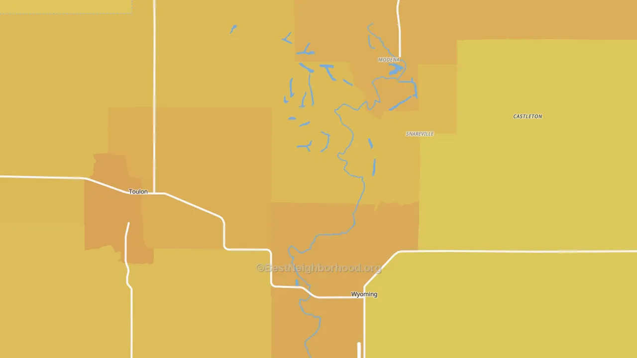 Map of the best neighborhoods in the Stark County area, with better matches in green and worse matches in red
