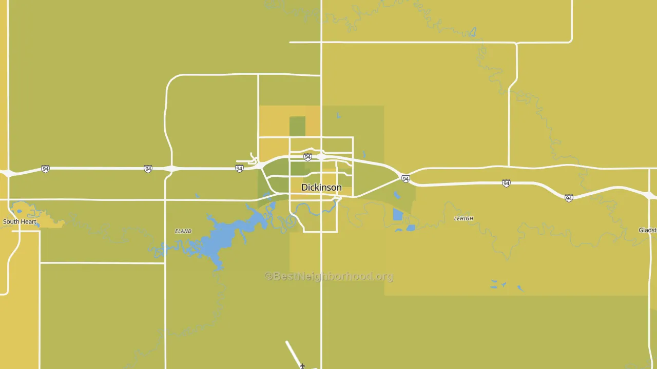 Map of the best neighborhoods in the Stark County area, with better matches in green and worse matches in red
