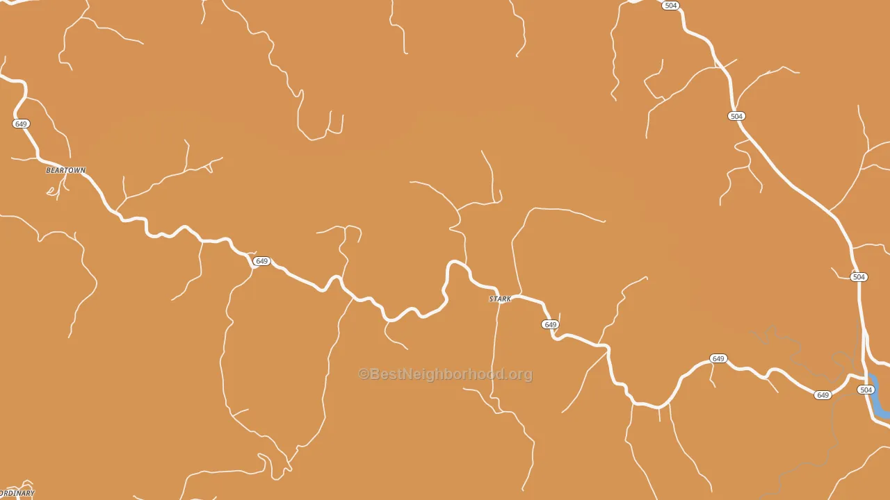 Map of the best neighborhoods in the Stark area, with better matches in green and worse matches in red
