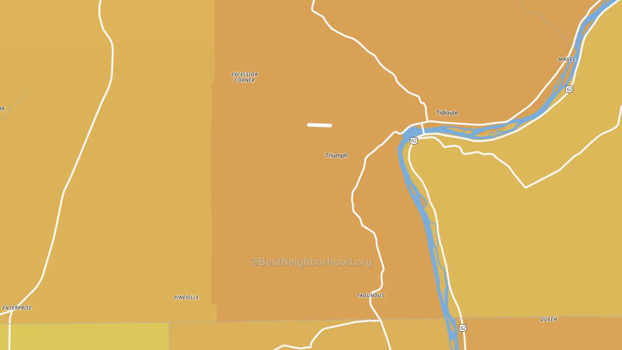 Map of the best neighborhoods in the Starr area, with better matches in green and worse matches in red